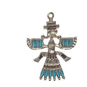 Vintage Turquoise Nightwing Talisman Native American Southwestern Pendant